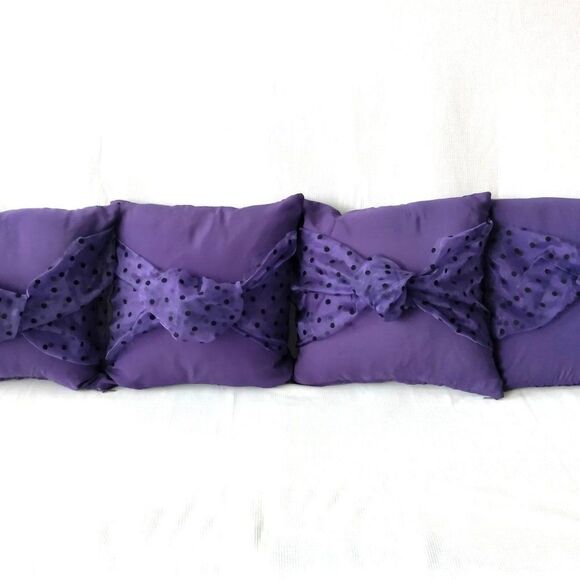 Accent Pillow Set of 4 Deep Purple Silk 14 x 14 with Dotted Organza detail NEW - Picture 3 of 8